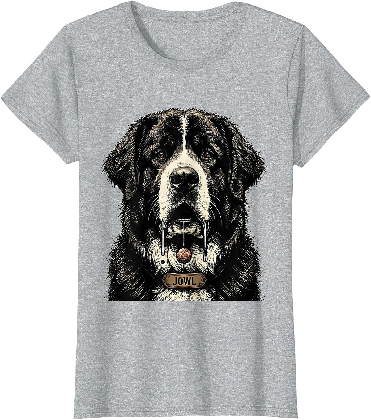 Women's JOWL Funny Great Pyrenees Dog Mom Drooling Breed Humor T-Shirt - Heather Grey