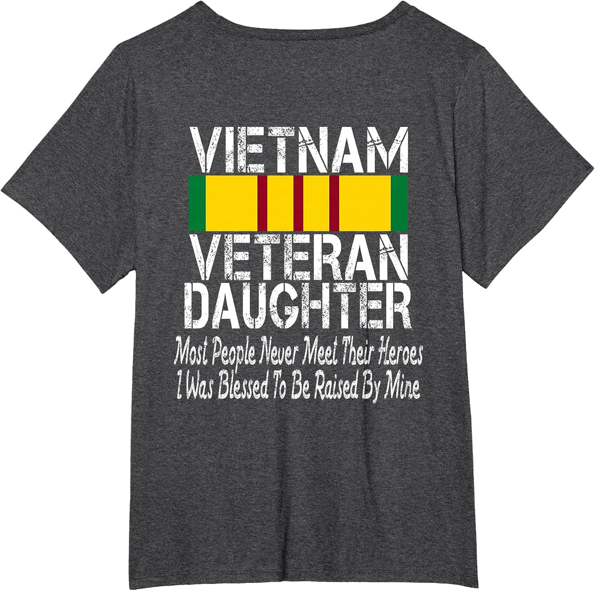 (Print on Back) Vintage Proud Vietnam Veteran Daughter T-Shirt - Dark Heather Grey