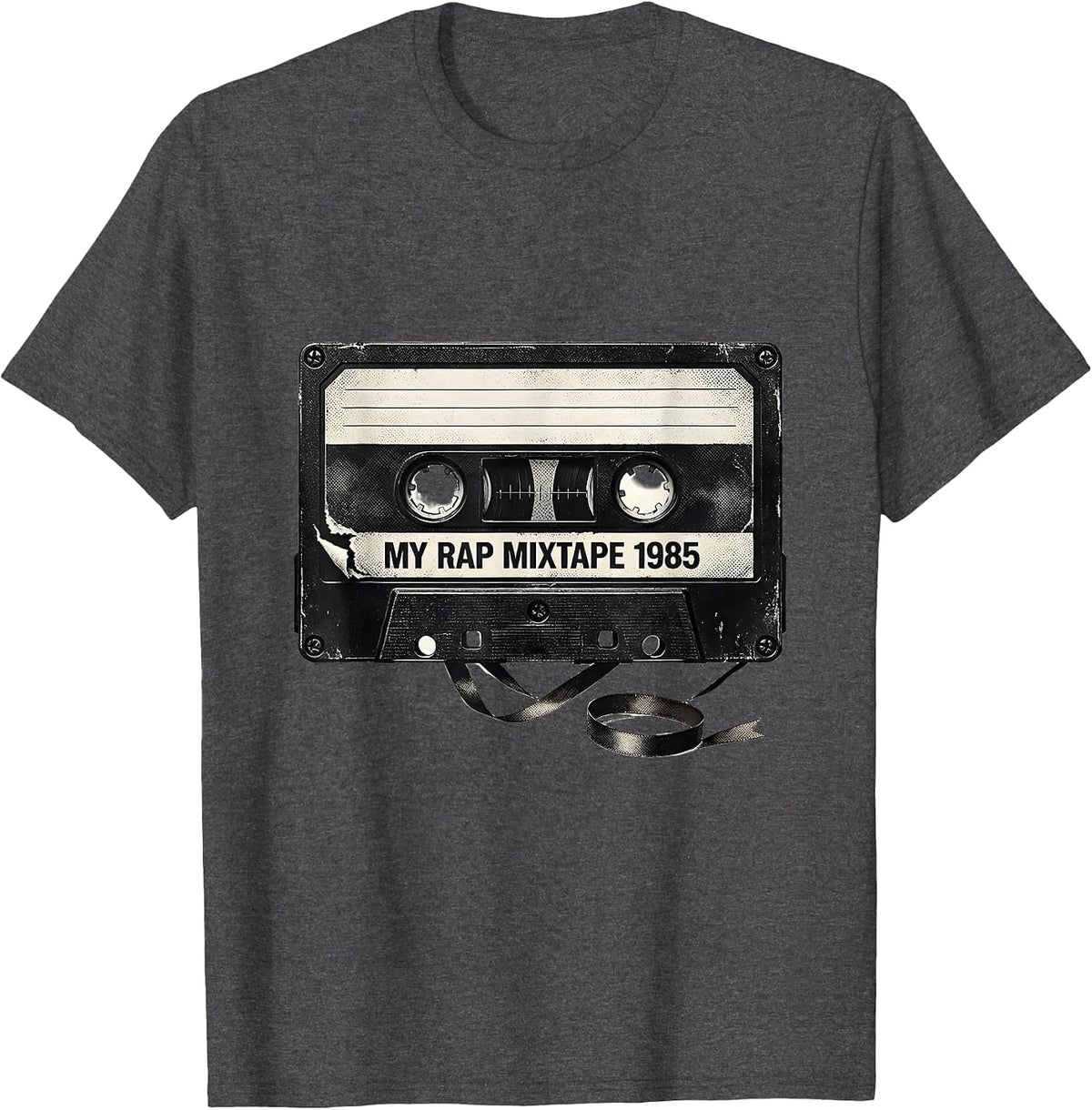 Men's My Rap Mixtape 1985 Retro Hip Hop Nostalgia 80s Mixtape T-Shirt - Dark Heather Grey