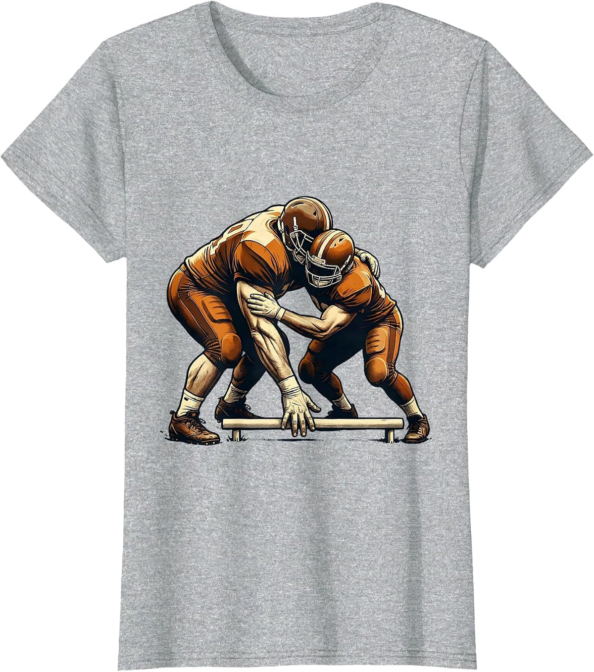 Women's Lineman Protective Pose Football Humor Player T-Shirt - Heather Grey