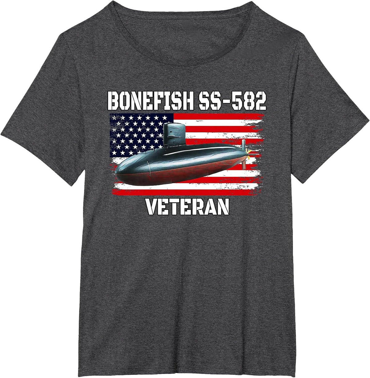 Submarine USS Bonefish SS-582 Veteran Grandfather Dad Son T-Shirt - Dark Heather Grey