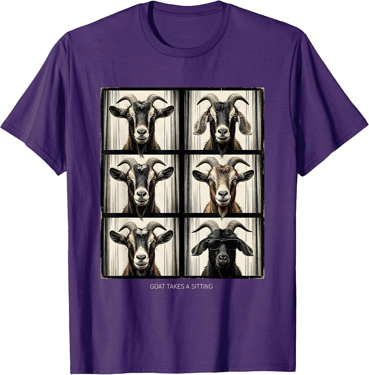 Goat Takes A Sitting Vintage Funny Goat Lover Animal T-Shirt - Purple
