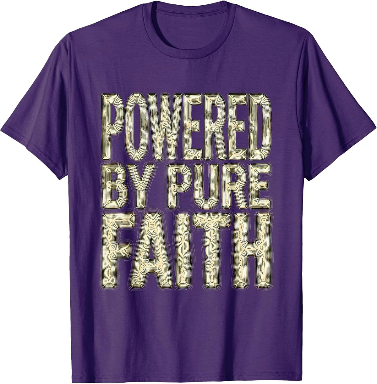 Powered by Pure Faith Faith Over Fear Design T-Shirt - Purple