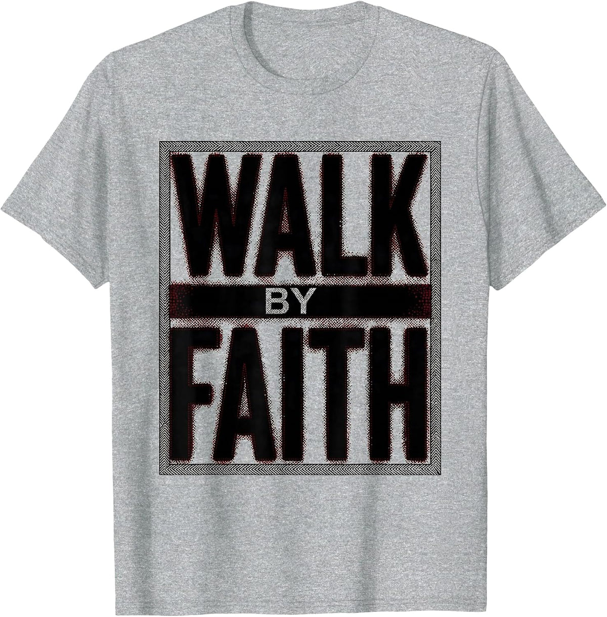 Men's Walk by Faith Over Fear Inspirational Design T-Shirt - Heather Grey