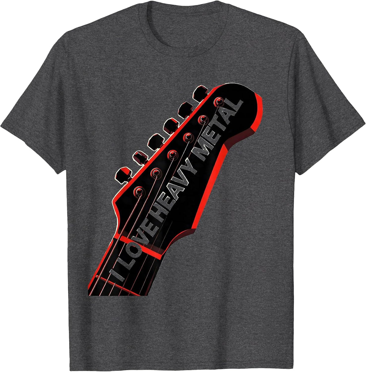 I Love Heavy Metal Constructivist Poster Rock Fan Novelty T-Shirt - Dark Heather Grey