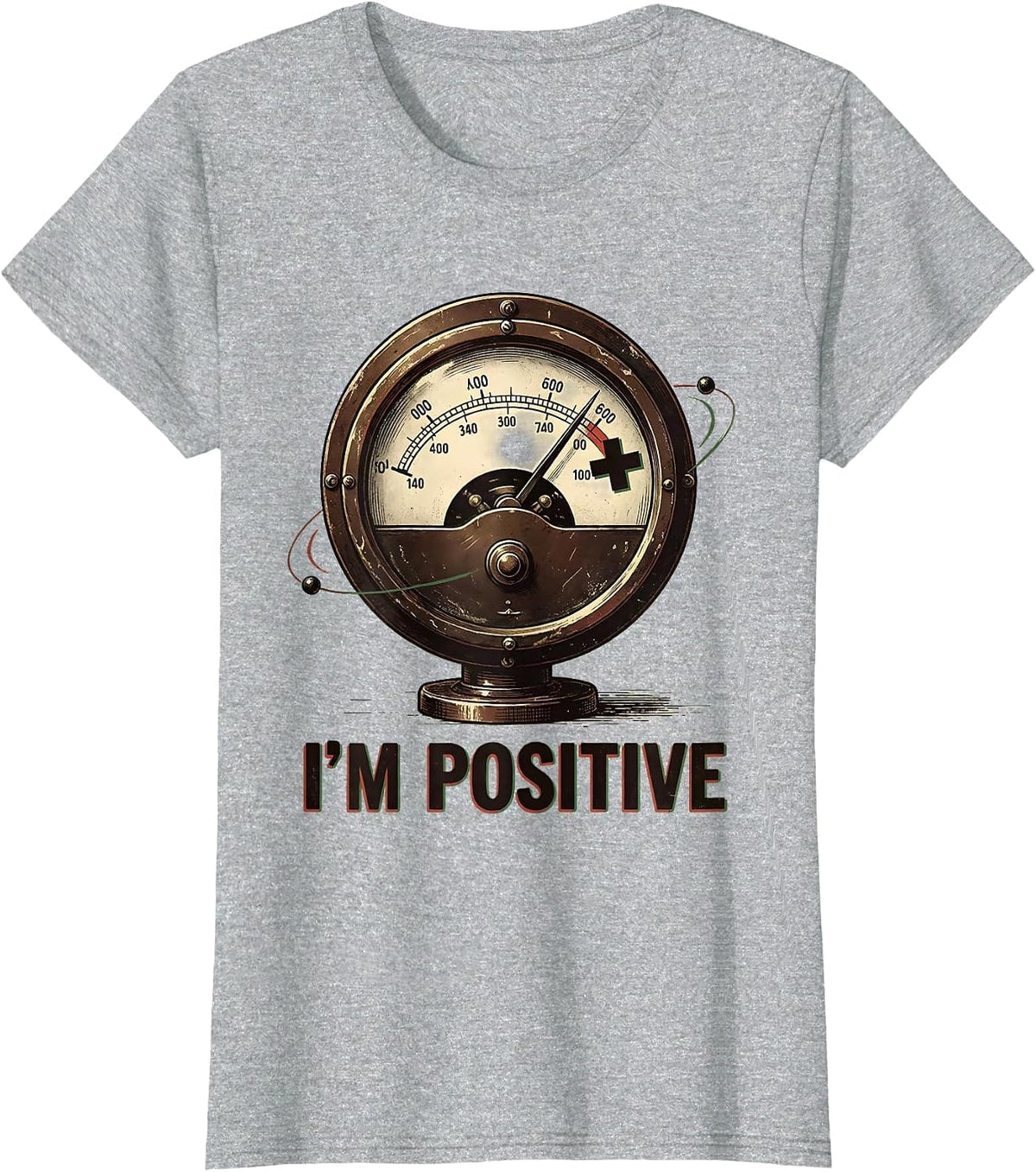 I'm Positive Vintage Galvanometer Science Teacher Gift T-Shirt - Heather Grey