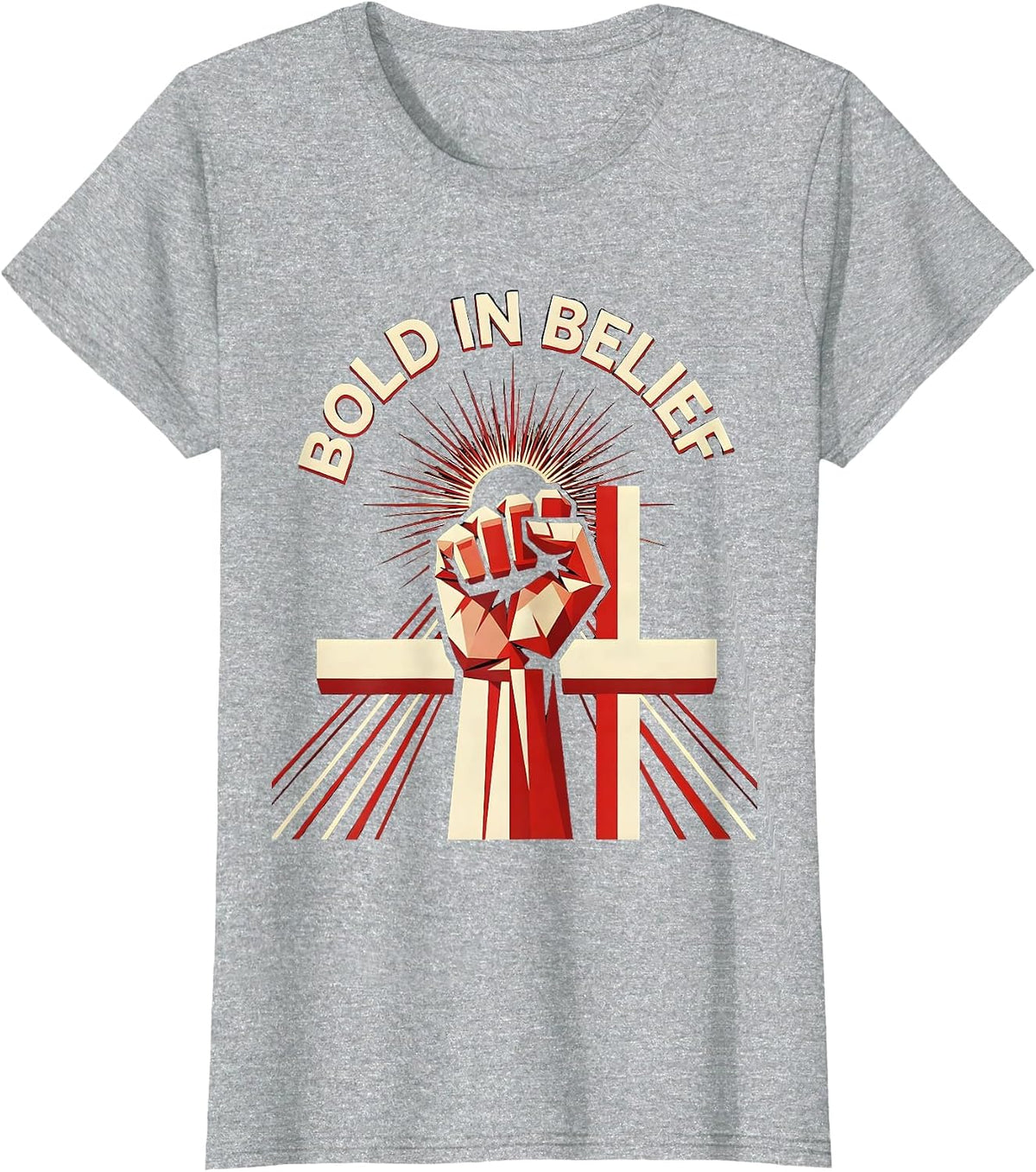 Women's Bold in Belief Faith Over Fear Graphic Design T-Shirt - Heather Grey