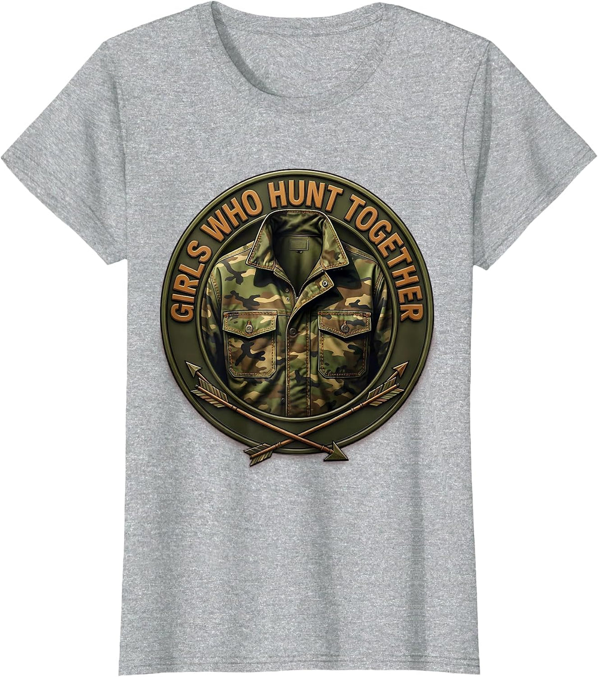Girls Who Hunt Together Camo Hunting Design T-Shirt - Heather Grey