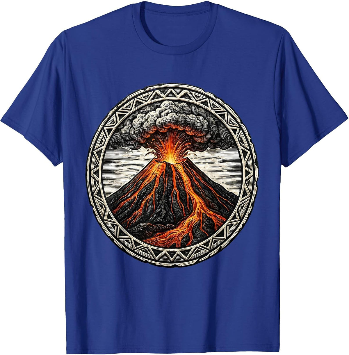 Mount Etna Night Eruption Italy Volcano Graphic T-Shirt - Royal Blue