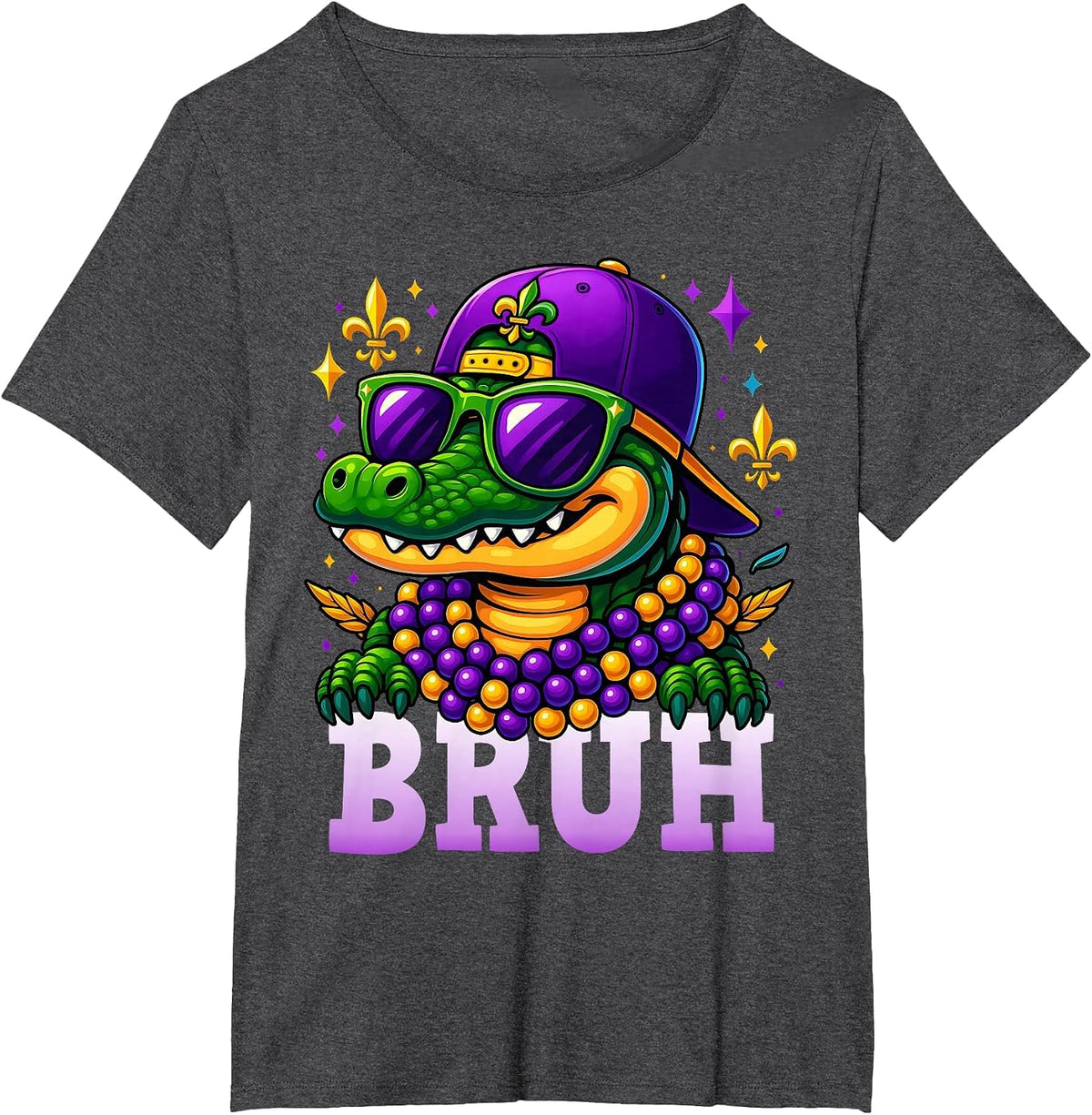 Mardi Gras Bruh Mardigator Alligator Costume Teens Boys Kids T-Shirt - Dark Heather Grey