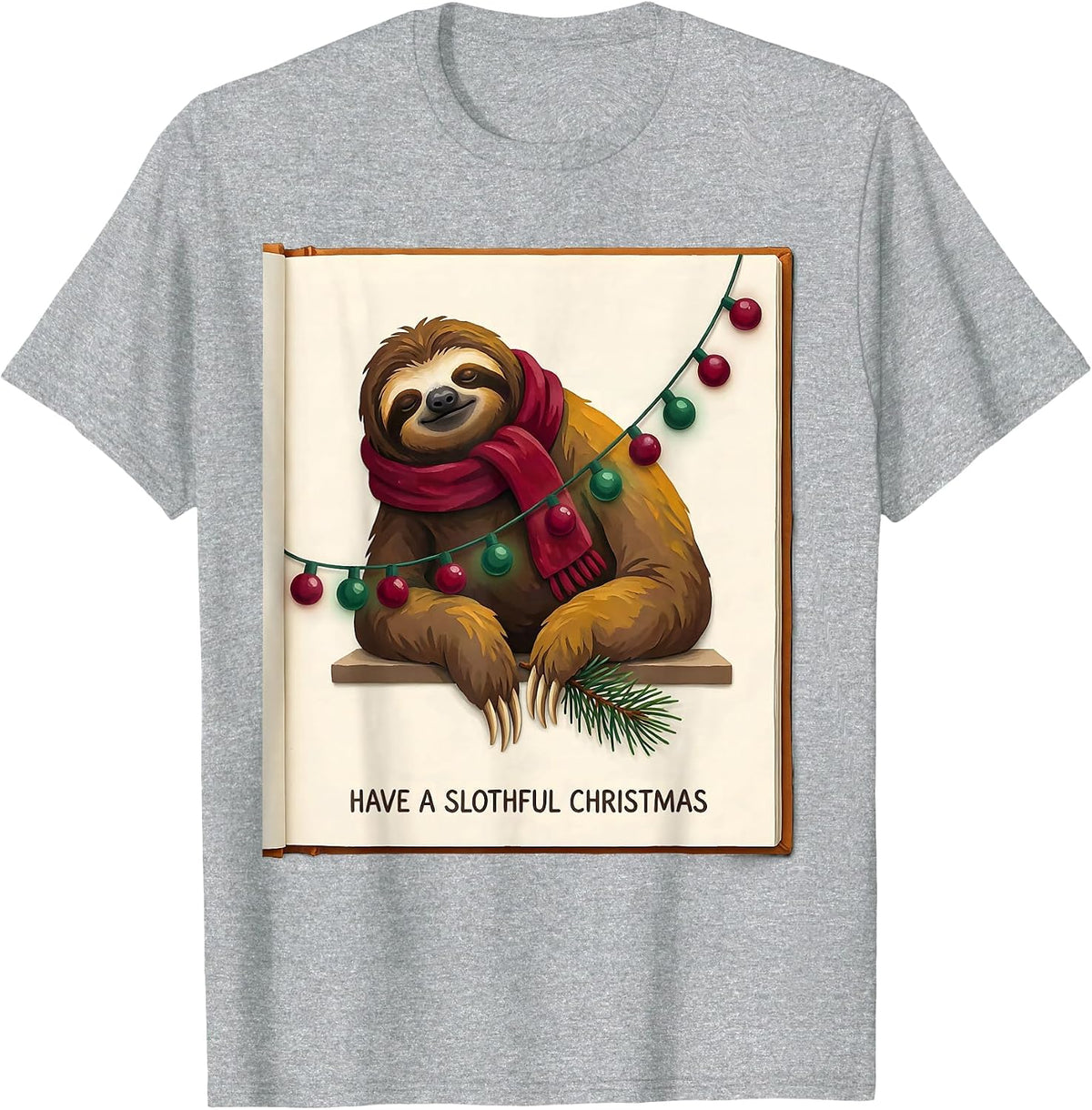 Men's Have a Slothful Christmas Funny Sloth Lover Holiday Pajama T-Shirt - Heather Grey