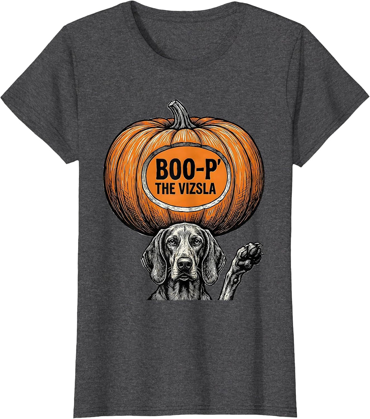 Women's Boo-P The Vizsla Funny Dog Lover Halloween Costume T-Shirt - Dark Heather Grey