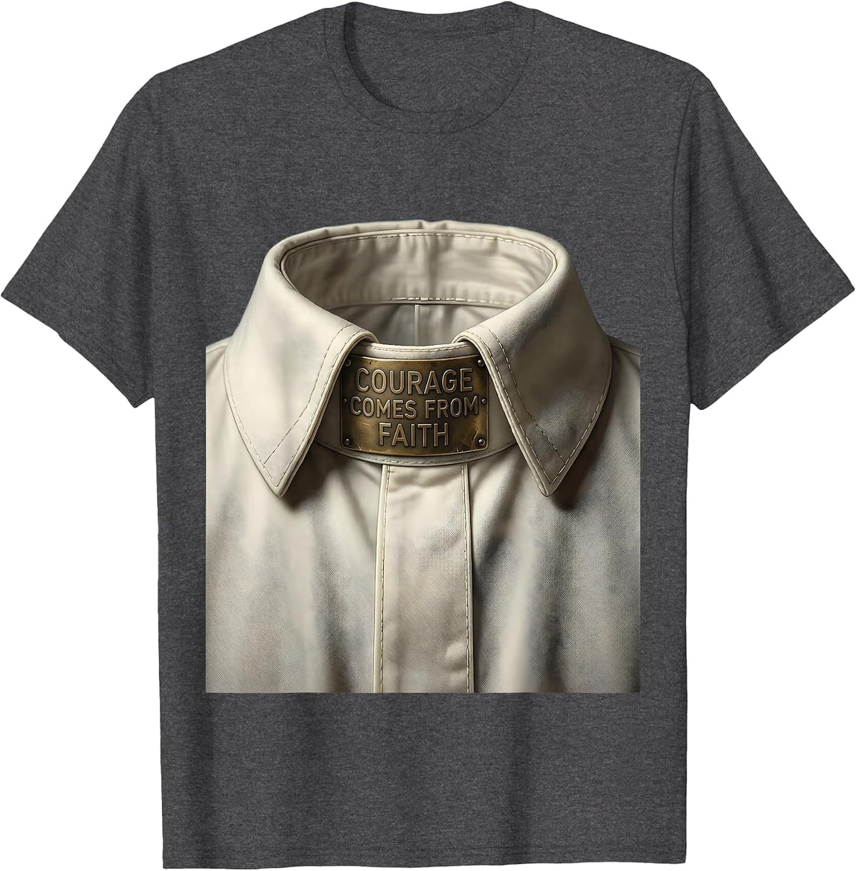 Courage Comes From Faith Over Fear Design T-Shirt - Dark Heather Grey