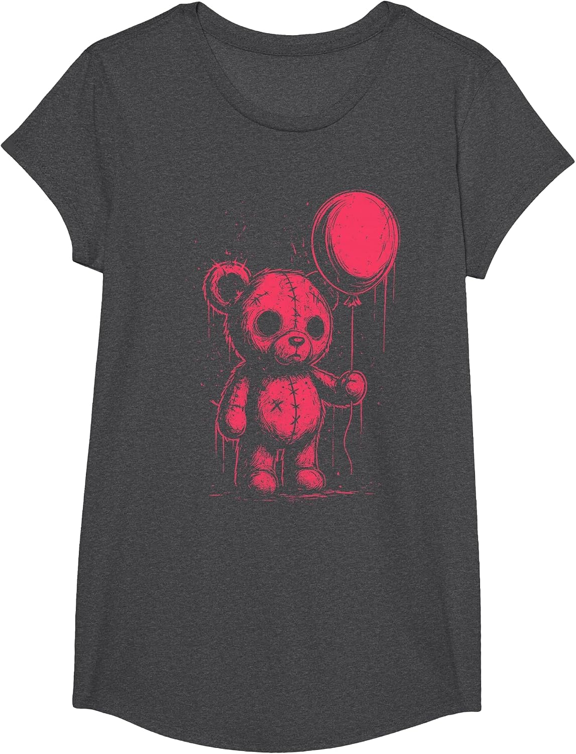 Creepy Cute Teddy Bear Pastel Goth Grunge Horror Lover T-Shirt - Girls Dark Heather Grey