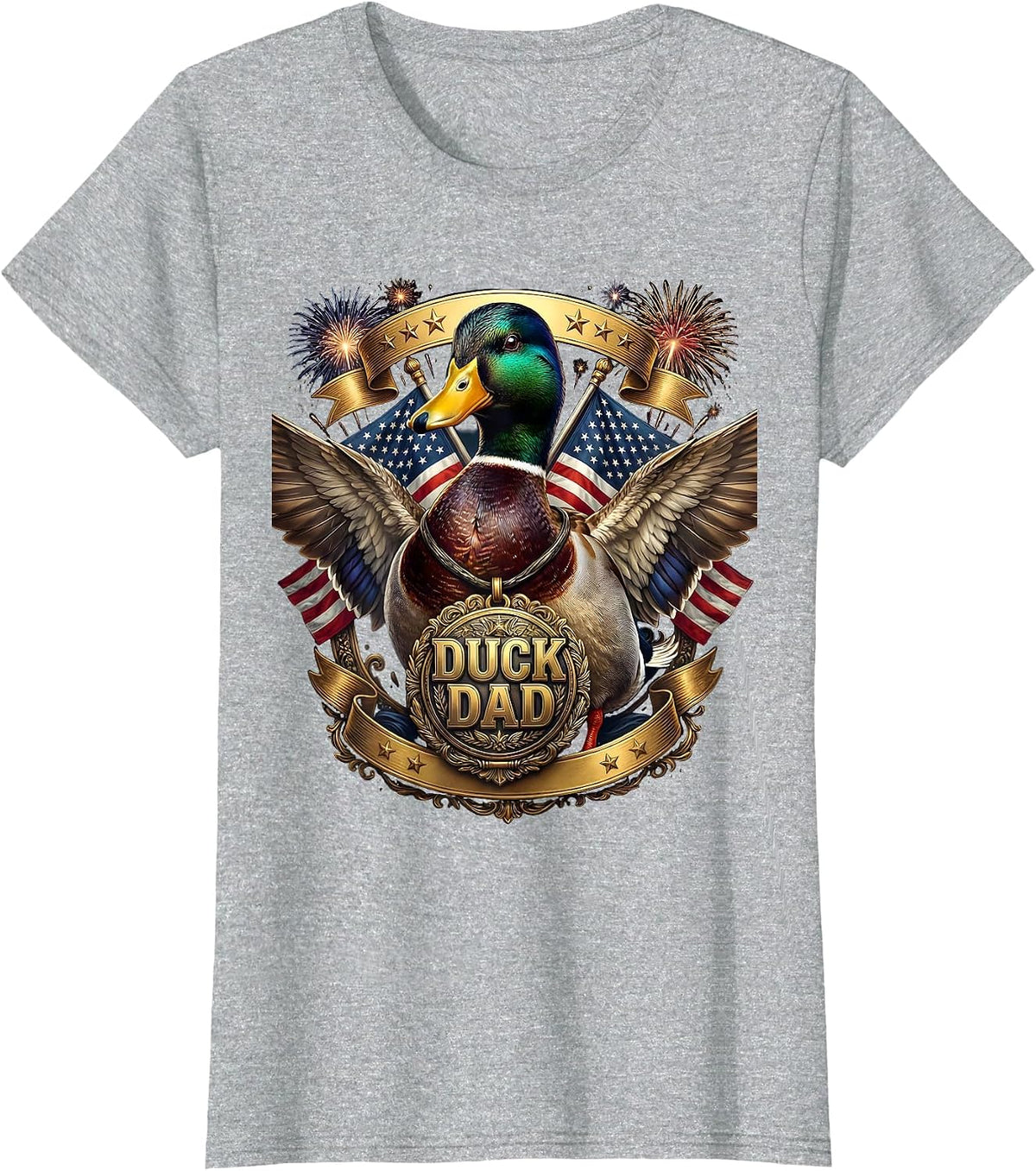 Women's Duck Dad Proud Waterfowl Father Design T-Shirt - Heather Grey