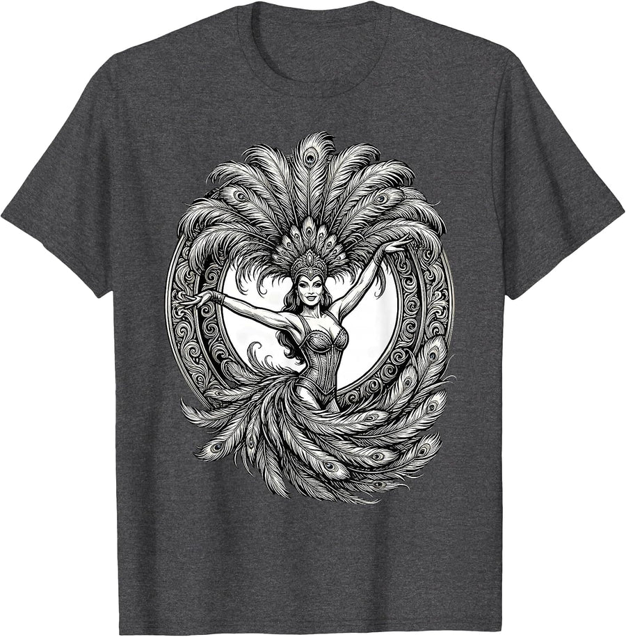 Men's Showgirl Curtain Call Feather Bow Graphic T-Shirt - Dark Heather Grey