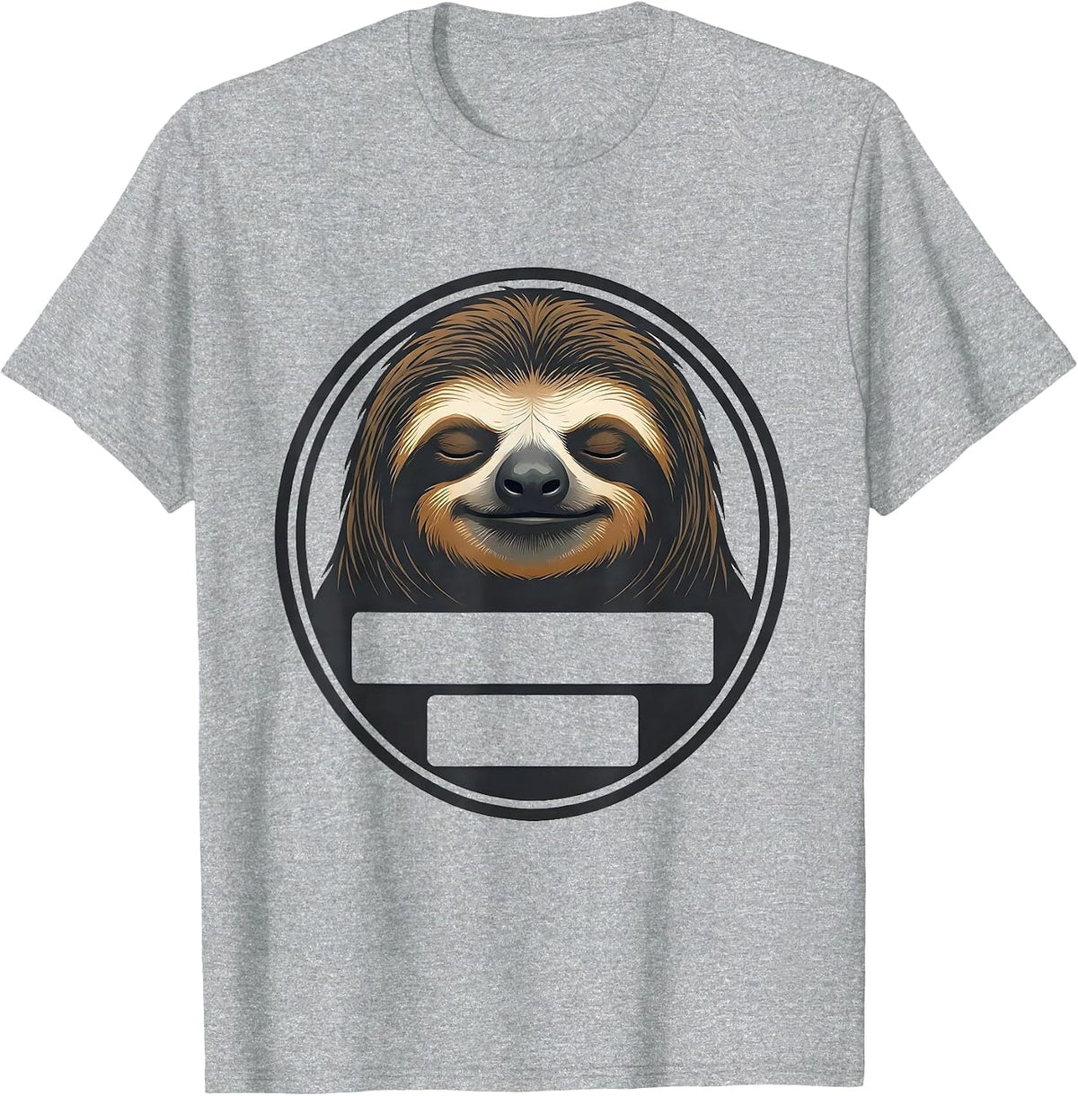 Men's Sealed Sloth Badge Minimalist Lazy Humor Novelty T-Shirt - Heather Grey