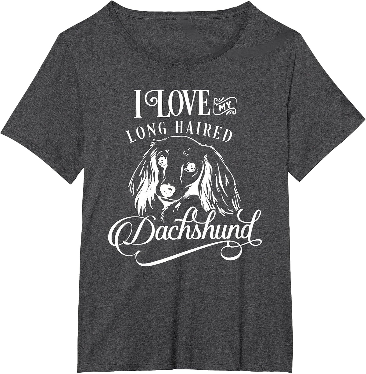 I Love My Dachshund T-Shirt I Cute Animal Pet Paw Novelty T-Shirt - Dark Heather Grey