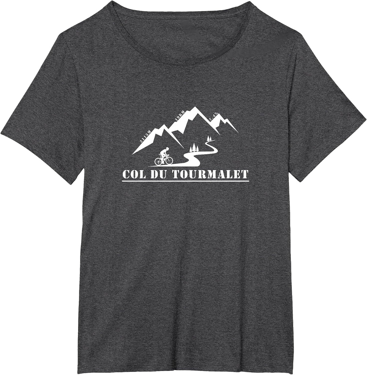 Col du Tourmalet, France, Tour, Cycling, Pyrenees T-Shirt - Dark Heather Grey