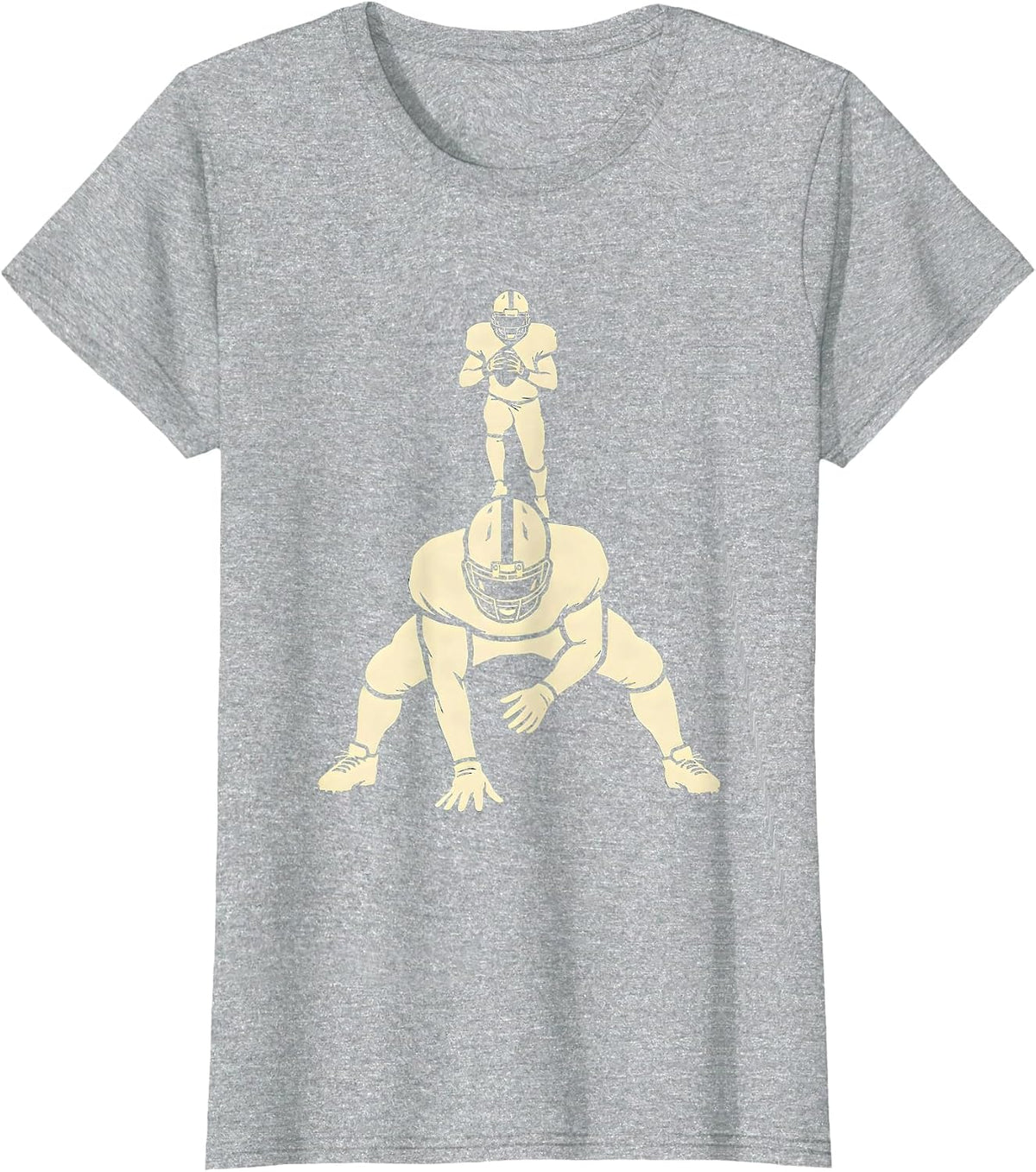Women's Lineman Silhouette Football Fan Humor T-Shirt - Heather Grey