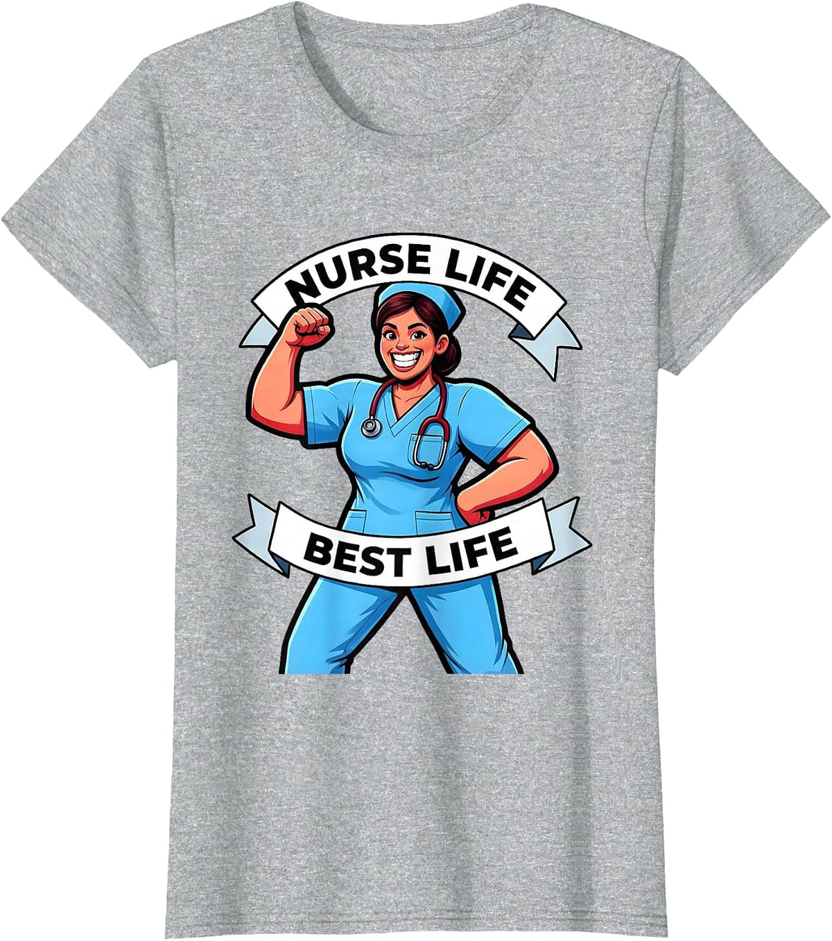 Women's Nurse Life Best Life Labor Day Medical Worker Design T-Shirt - Heather Grey