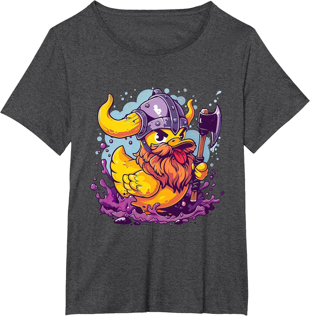 Rubber Duck Rubber Duckie Viking Duck Viking Helmet Vikings T-Shirt - Dark Heather Grey