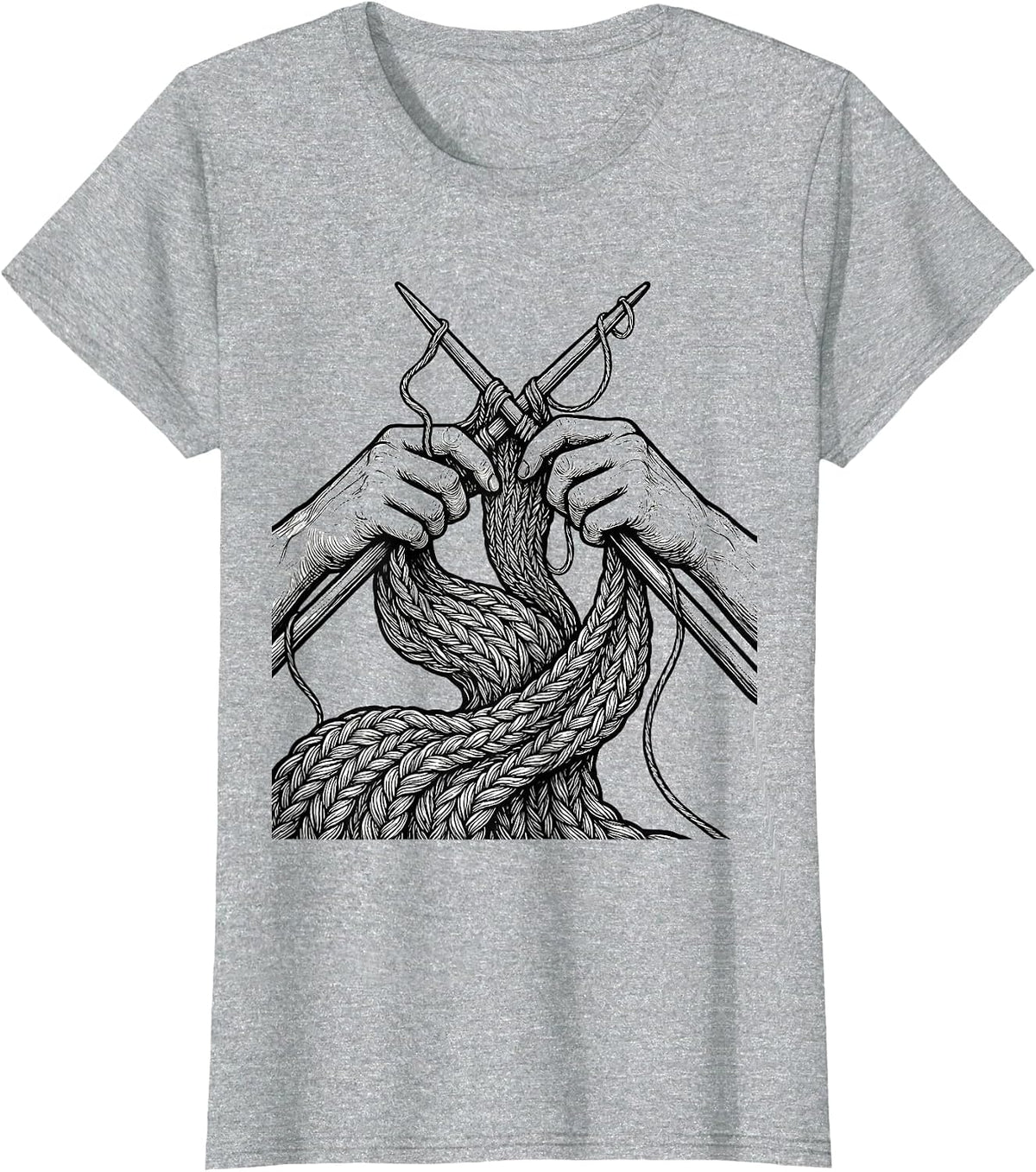 Occupational Therapy Knitting Oversized Needles Art T-Shirt - Heather Grey