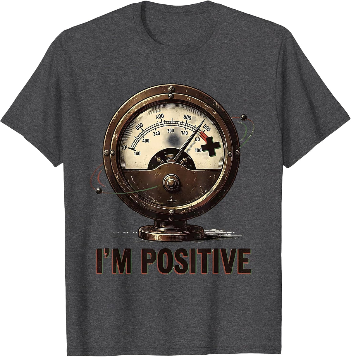 I'm Positive Vintage Galvanometer Science Teacher Gift T-Shirt - Dark Heather Grey