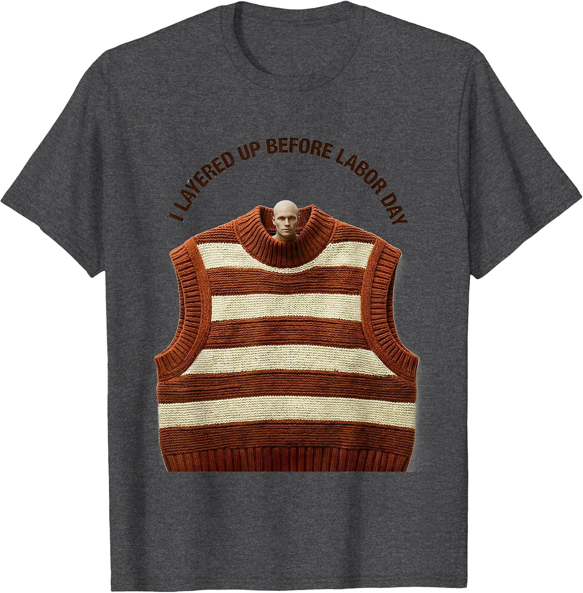 Men's I Layered Up Before Labor Day Cozy Fall Pumpkin Season T-Shirt - Dark Heather Grey