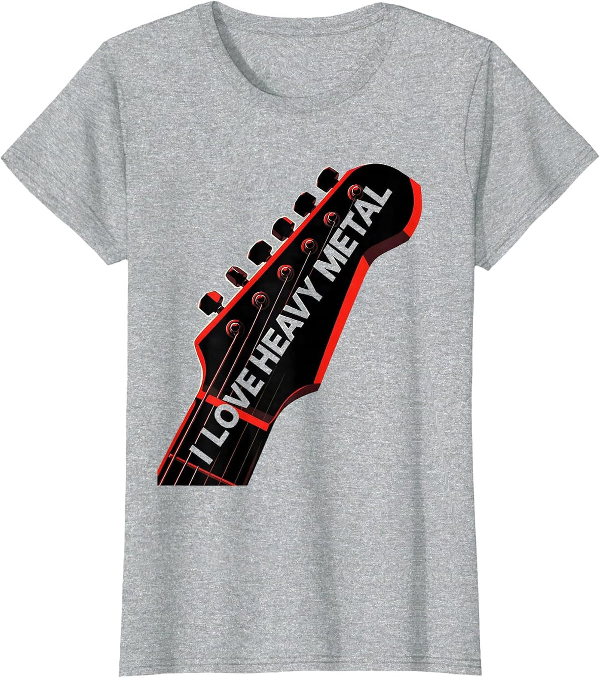I Love Heavy Metal Constructivist Poster Rock Fan Novelty T-Shirt - Heather Grey