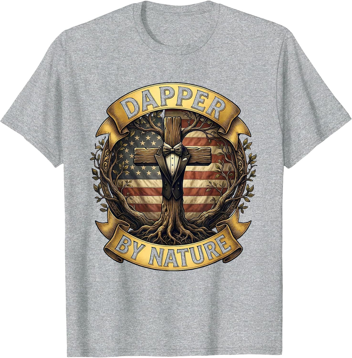 Men's Dapper By Nature Tuxedo Gentleman Design T-Shirt - Heather Grey