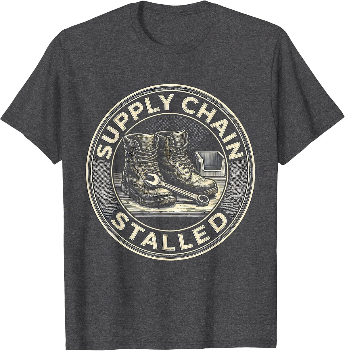 Supply Chain Stalled Crosshatch Auto Mechanic Waiting on T-Shirt - Dark Heather Grey