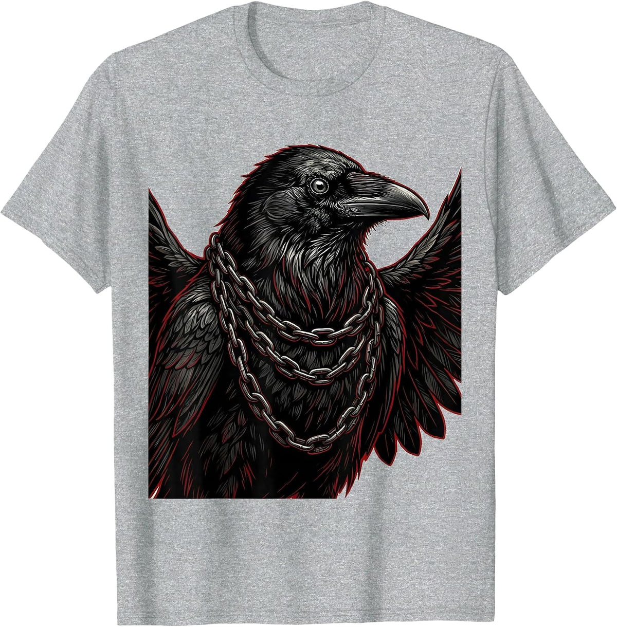 Men's Fawk Off Crow With Chains Graphic Design T-Shirt - Heather Grey