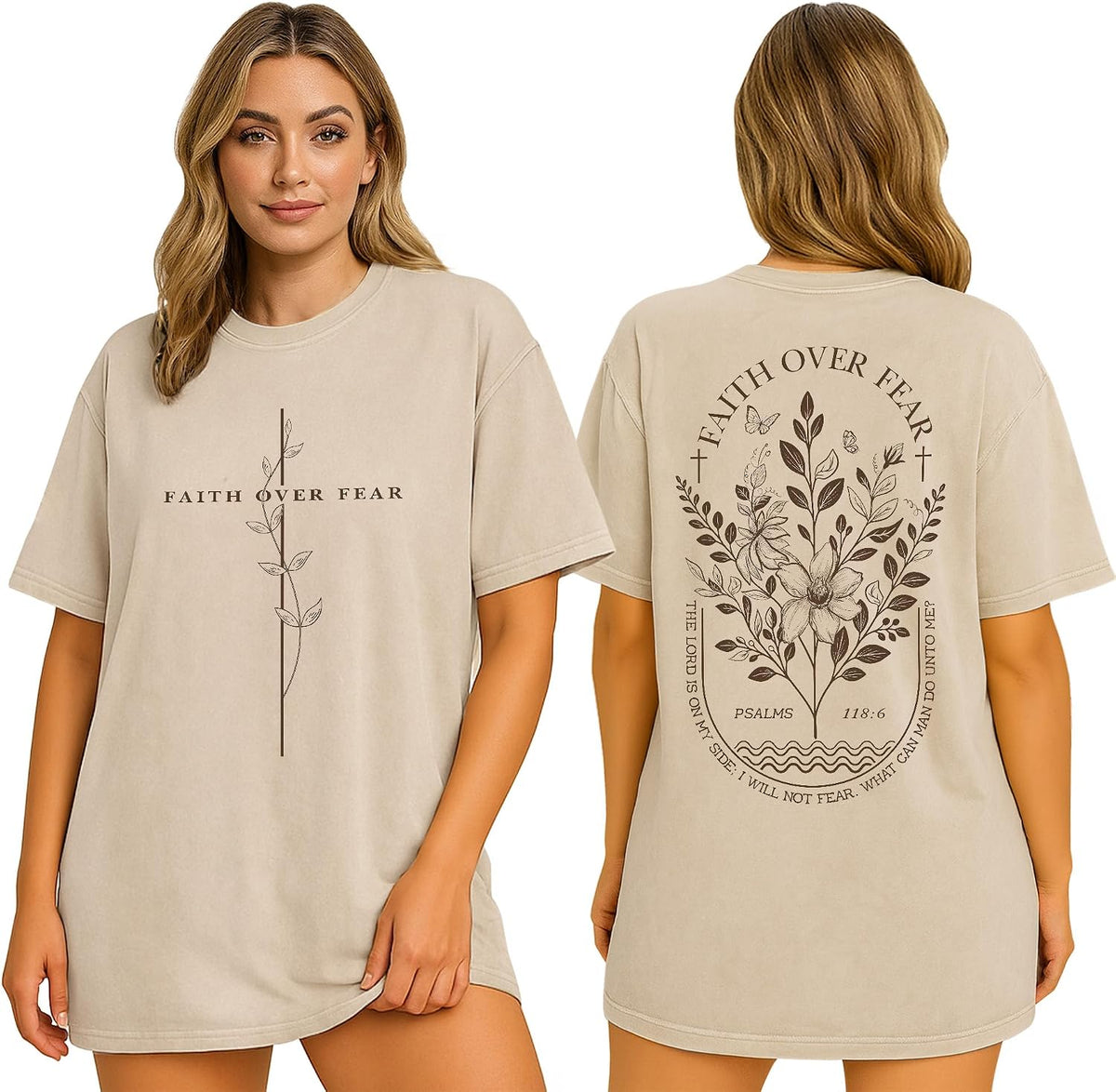 Faith Over Fear Shirt, Women Christian Tshirt, Flower Shirt - Ds07-apricot