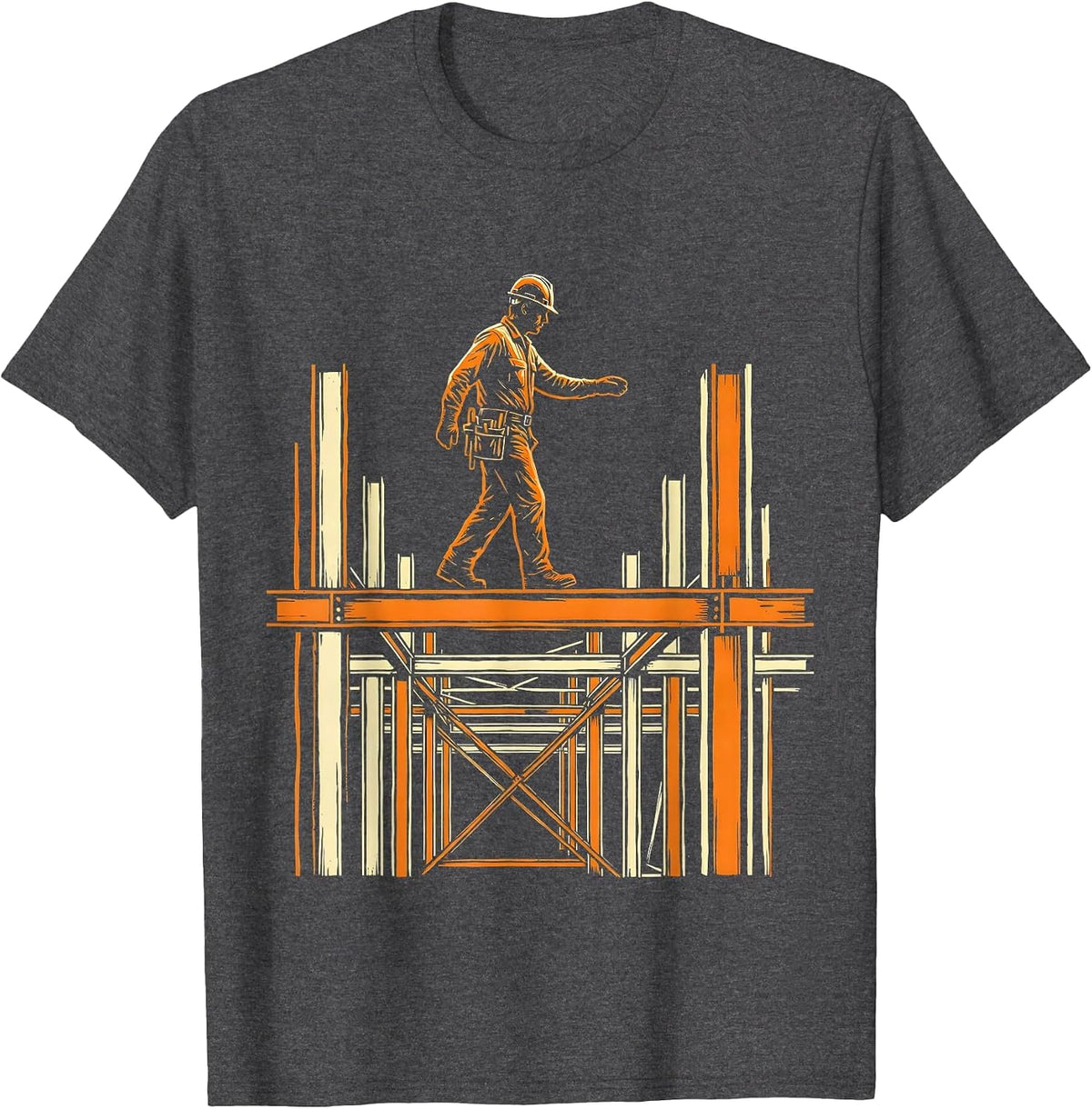 Ironworker Walking Beam High-Rise Skeleton T-Shirt - Dark Heather Grey