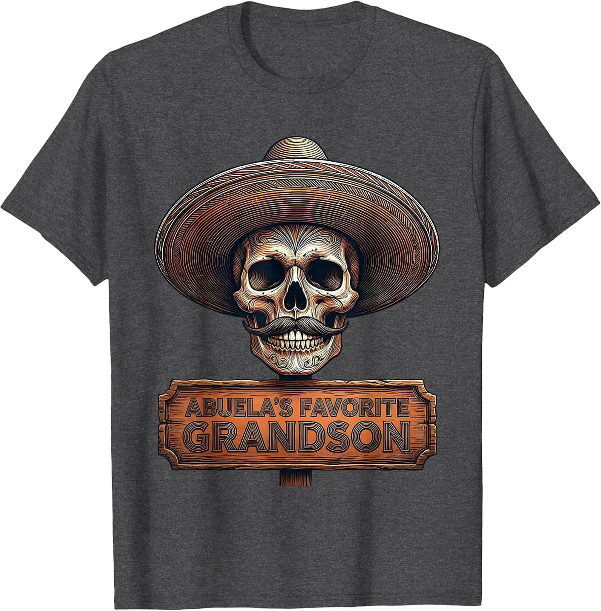 Abuela's Favorite Grandson Mexican Heritage Design T-Shirt - Dark Heather Grey