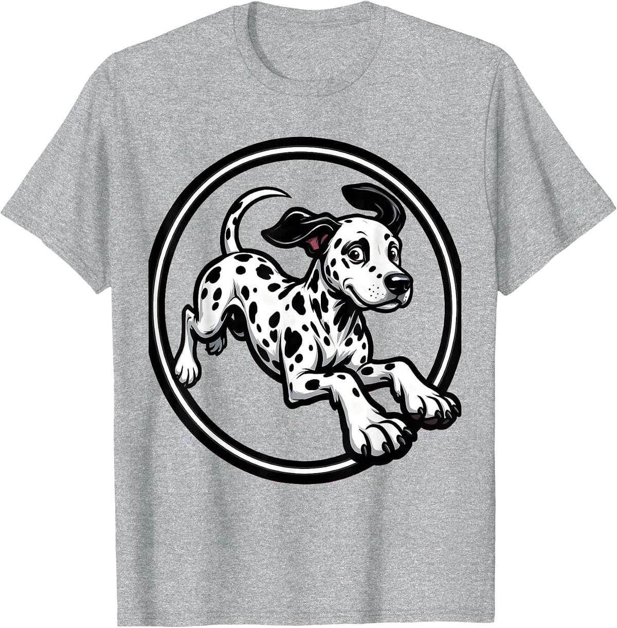 Men's Ink Brush Dalmatian Running Pose Graphic T-Shirt - Heather Grey
