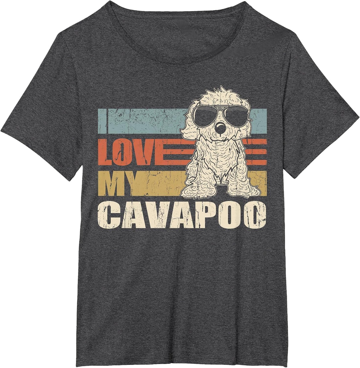 I Love My Cavapoo Cool Dog Vintage Retro T-Shirt - Dark Heather Grey