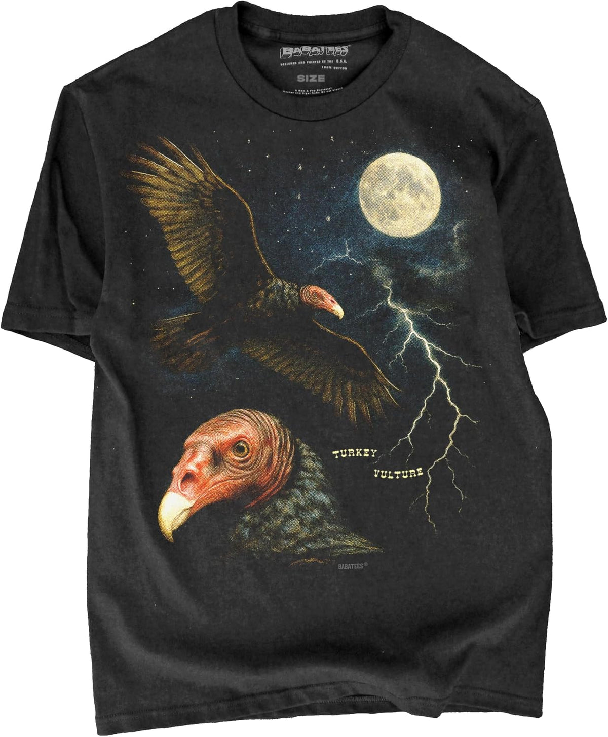 Moonlit Bird Artwork Premium Black T-Shirt for Men & Women - Turkey Vulture