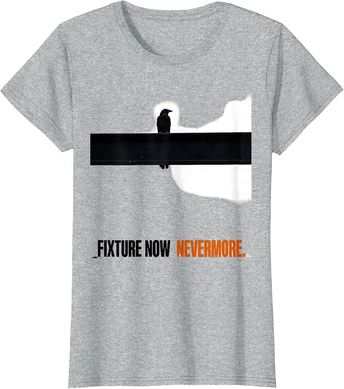 Fixture Now Nevermore Brutalist Gothic Literary Humor Poe T-Shirt - Heather Grey