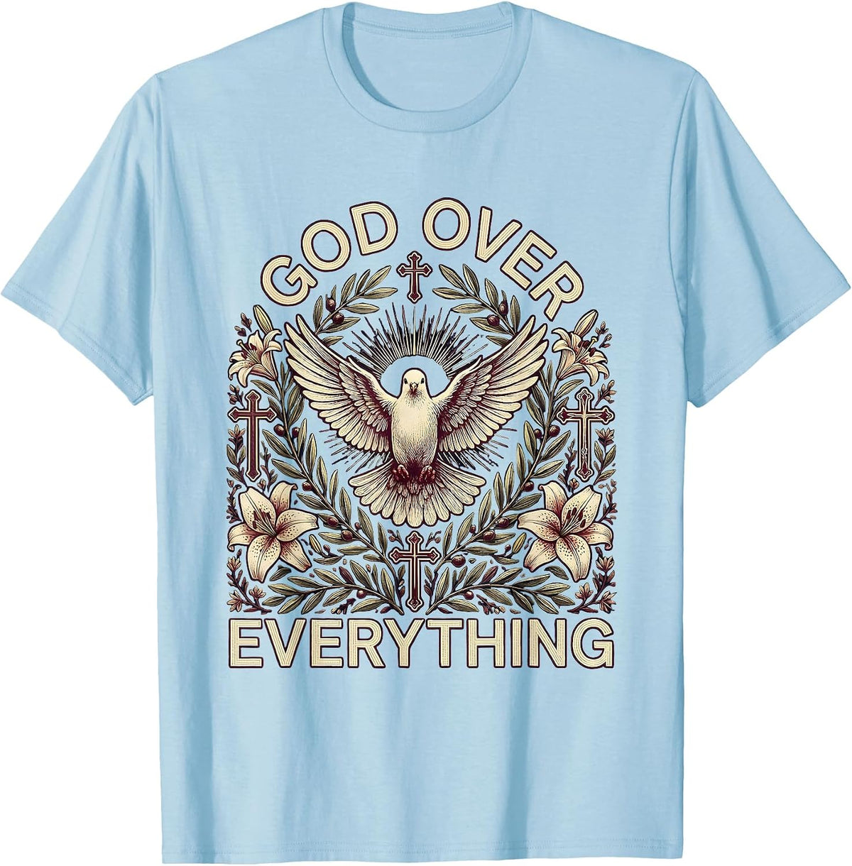 Men's Faith Over Fear God Over Everything Design T-Shirt - Baby Blue