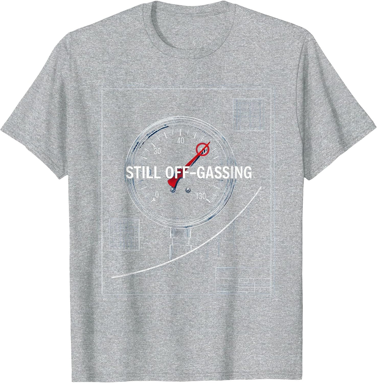 Men's Still Off-Gassing Funny Scuba Diver Technical Blueprint T-Shirt - Heather Grey
