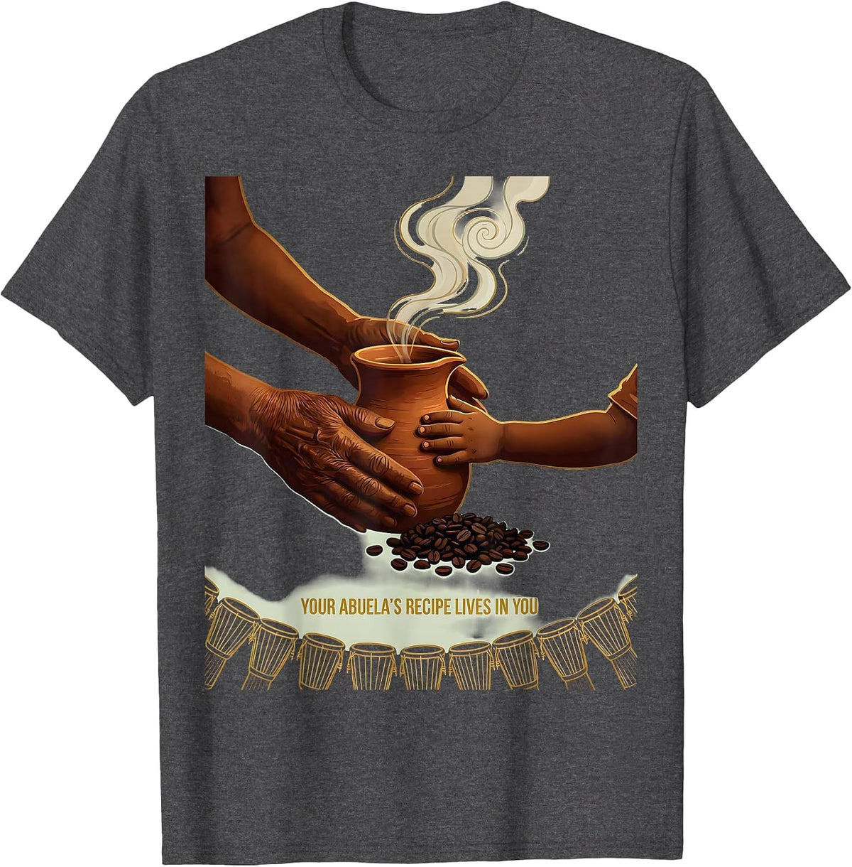 Your Abuela's Recipe Lives In You Vintage Heritage Gift T-Shirt - Dark Heather Grey