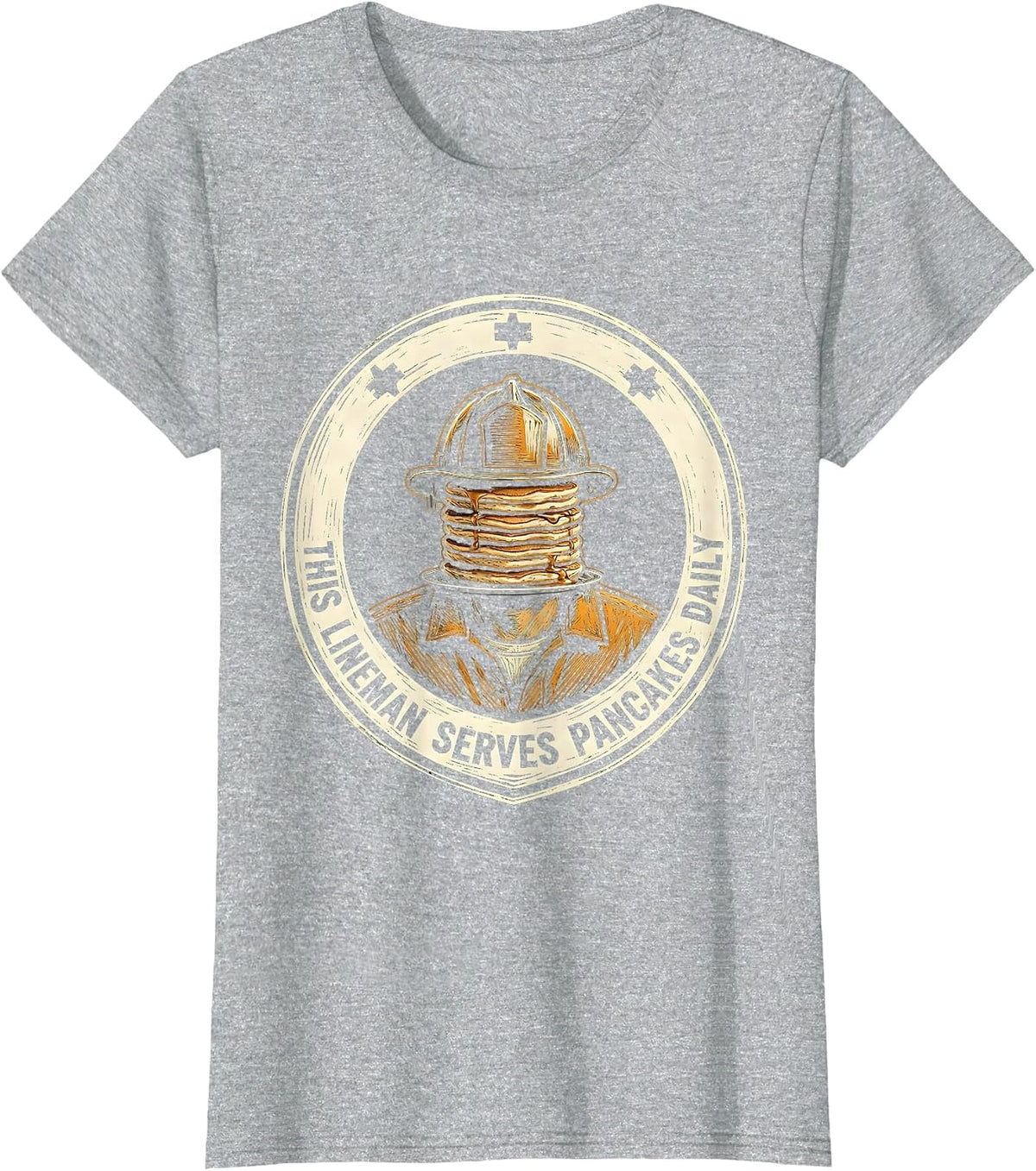 Women's This Lineman Serves Pancakes Daily Funny Football Lineman T-Shirt - Heather Grey