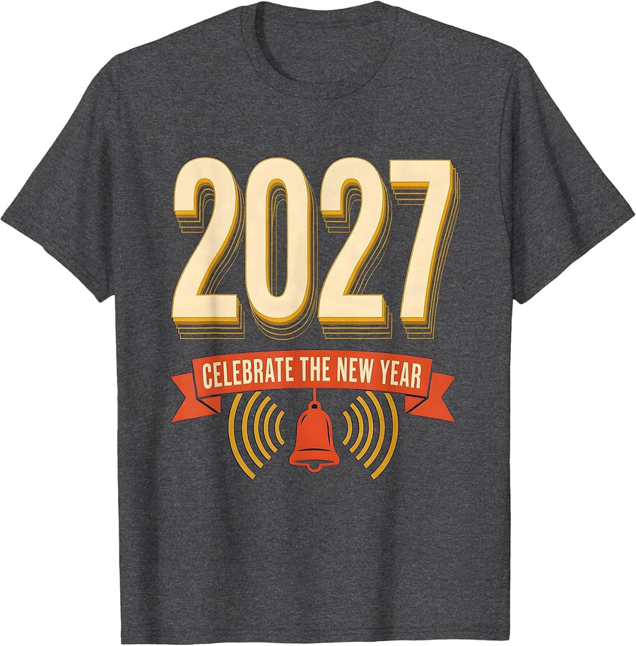 Men's Celebrate The New Year 2027 Festive Party Countdown Family T-Shirt - Dark Heather Grey