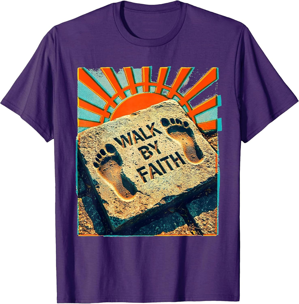 Walk by Faith Faith Over Fear Inspirational Design T-Shirt - Purple