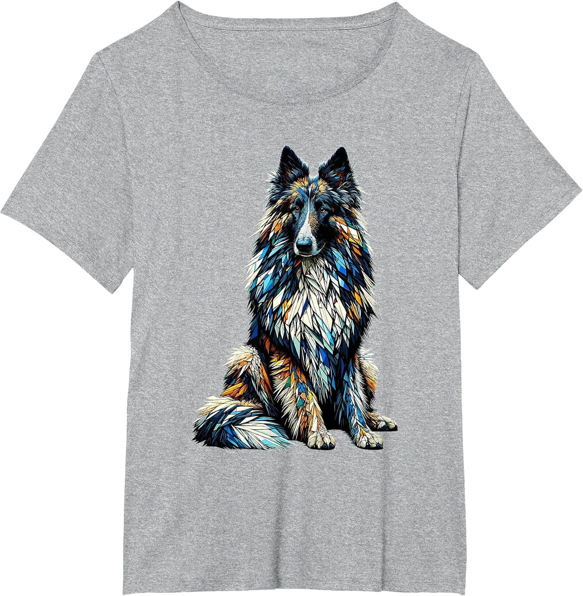 Polygon Art Belgian Sheepdog Groenendael Belgian Shepherds T-Shirt - Heather Grey