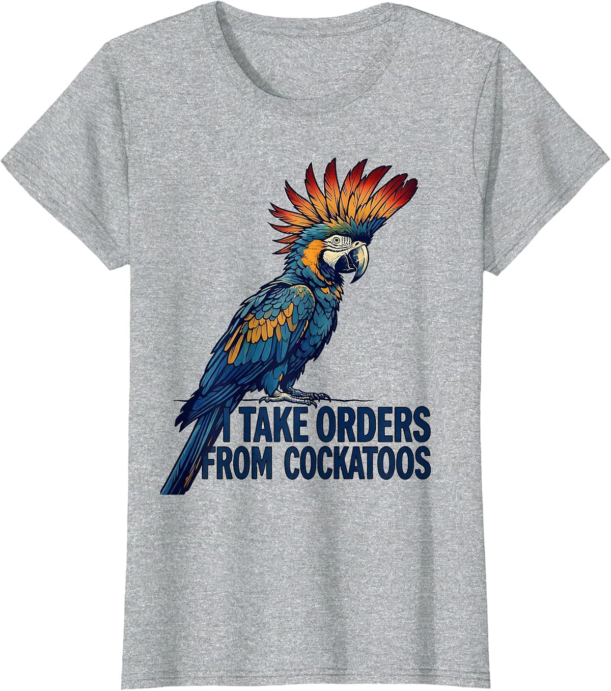 I Take Orders From Cockatoos Funny Bird Lover Ukiyo-e T-Shirt - Heather Grey