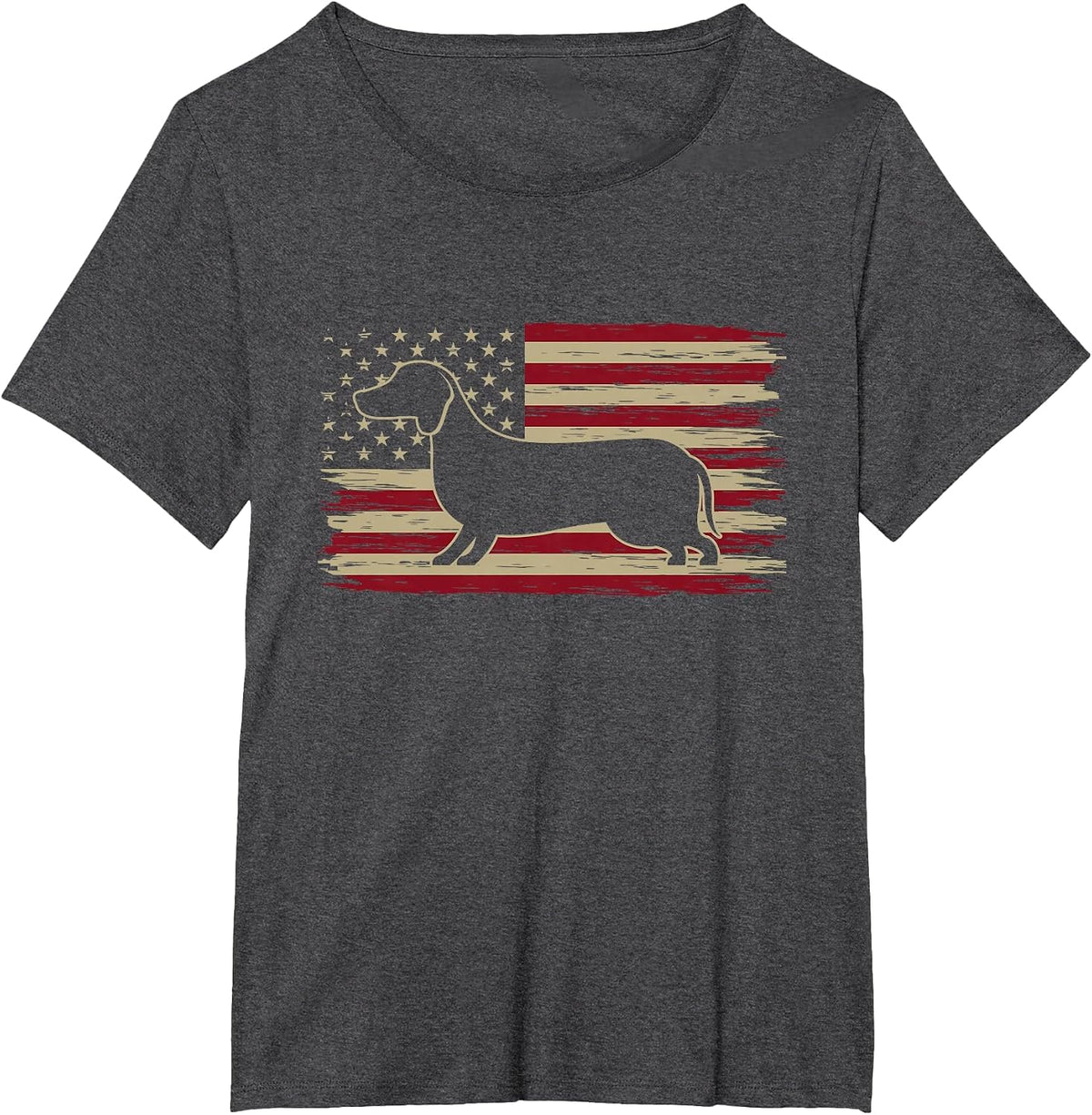 American Flag Dachshund Patriotic Dachshund Doxie Lover T-Shirt - Dark Heather Grey