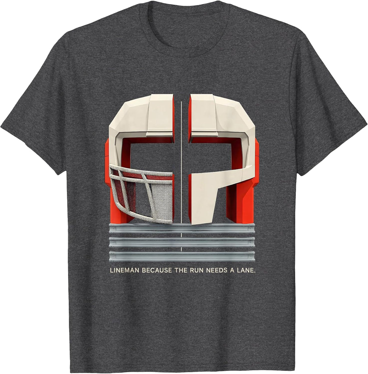 Men's Lineman Because The Run Needs A Lane Geometric Football T-Shirt - Dark Heather Grey